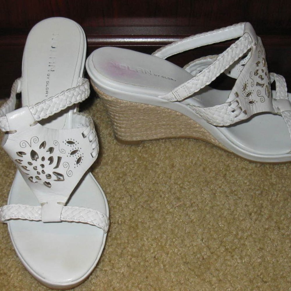 Women's White Sandal with Platform Brand: Nolan Heel Strappy Size 7.5 Medium